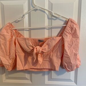 Kiklua small puff sleeve peach shirt crop top